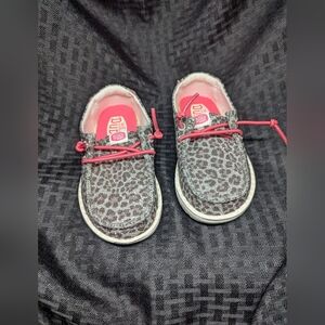Pink and Glittery Gray Leopard Print Wendy Luxe Leo Hey Dude Moccasins.